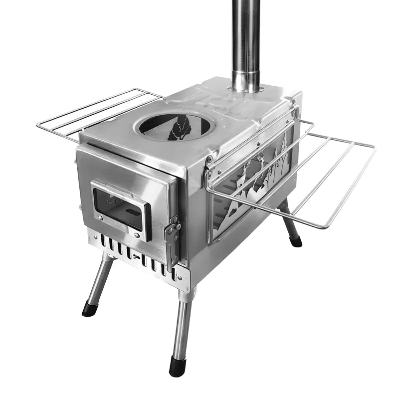 Tente-grill à double fenêtre en acier inoxydable