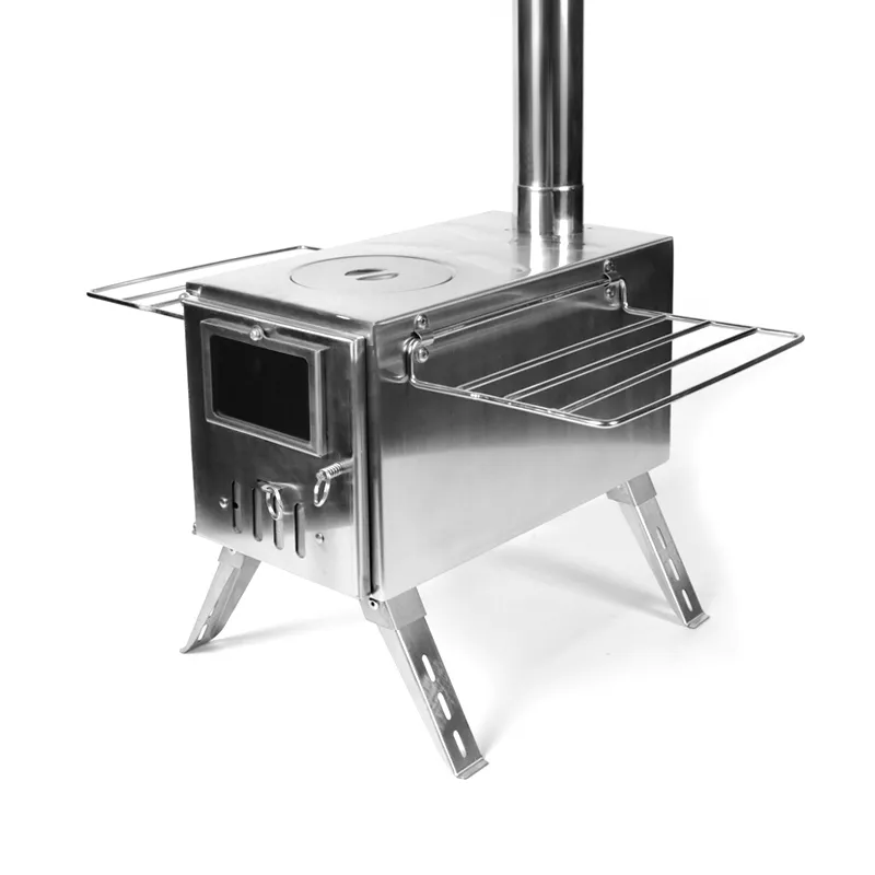 Réchaud de camping d'angle droit en acier inoxydable