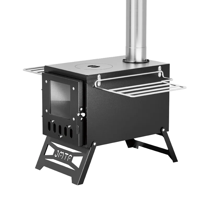 Relevez le poêle de tente noir avec une porte de poêle à souffler