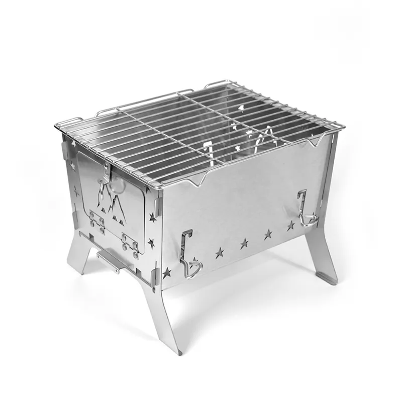 Table de feu pliante multifonctionnelle de taille moyenne en acier inoxydable