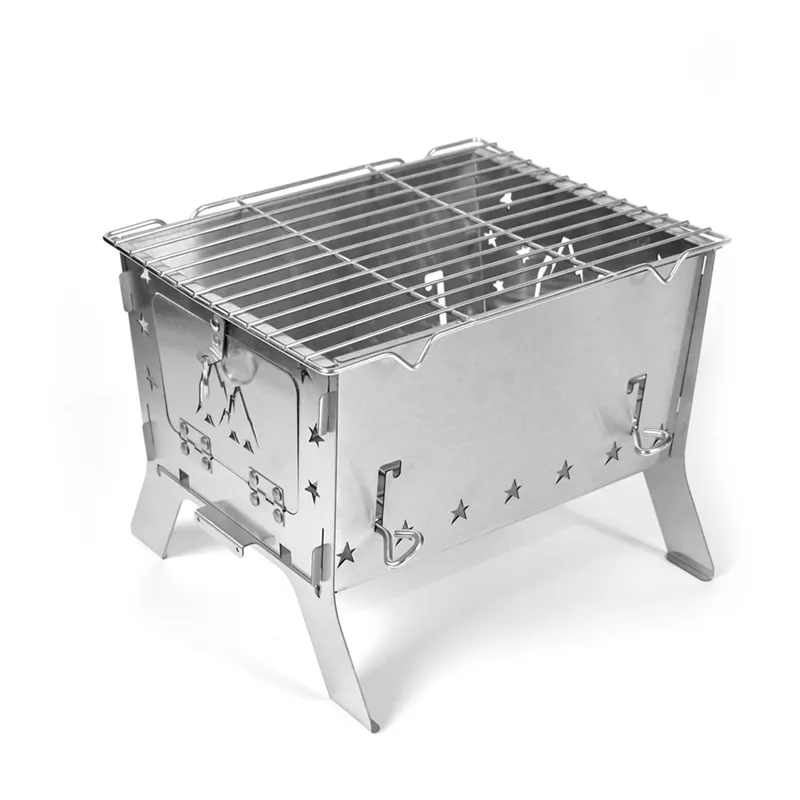 Grande table de feu pliante multifonctionnelle en acier inoxydable