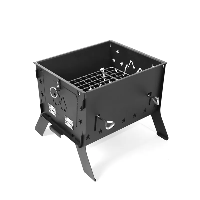 Petite table de feu pliante multifonctionnelle noire