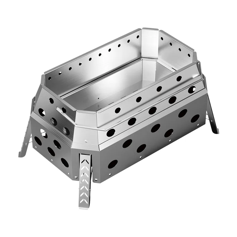 Table de feu rectangulaire amovible en argent